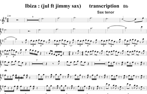 Partition - JuL Ft Jimmy Sax - Ibiza (Version Bb - Sax Tenor & Instruments en Bb)