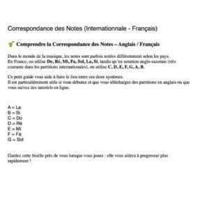 Correspondance-Notes-Anglais-Francais