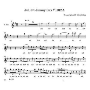 Ibiza – Easy Tenor Sax Sheet Music (Jul x Jimmy Sax) | Note Names Included (FR/EN)