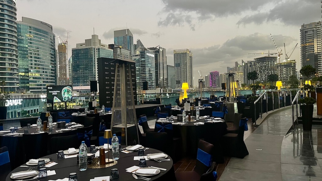 Corporate gala dinner rooftop Dubai skyline - live saxophone entertainment ChrisOnSAX