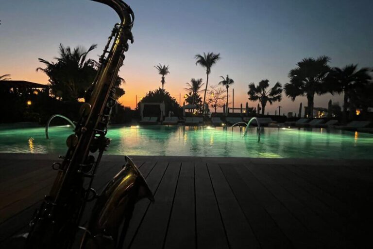 Parfait — nom de fichier déjà optimisé saxophonist-restaurant-opening-dubai.jpg ✅ et seulement 56 KB ✅ — c'est excellent ! Remplis les champs comme ça : Alt text : Live saxophone music at a Dubai restaurant opening - ChrisOnSAX jazz lounge