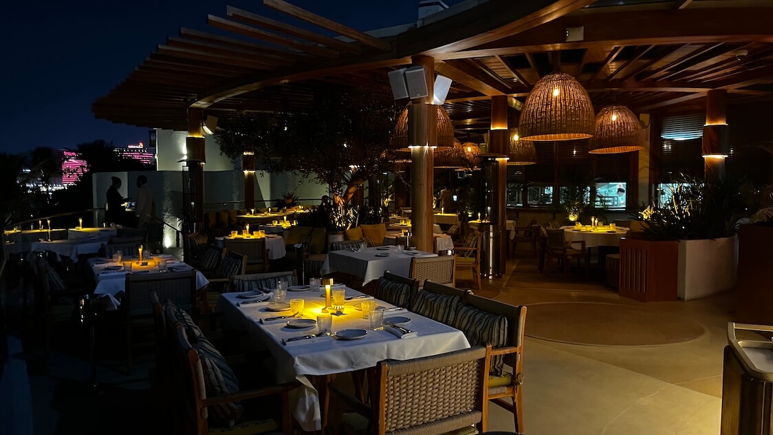 Luxury hotel terrace fine dining Dubai night - live jazz saxophone ambiance ChrisOnSAX