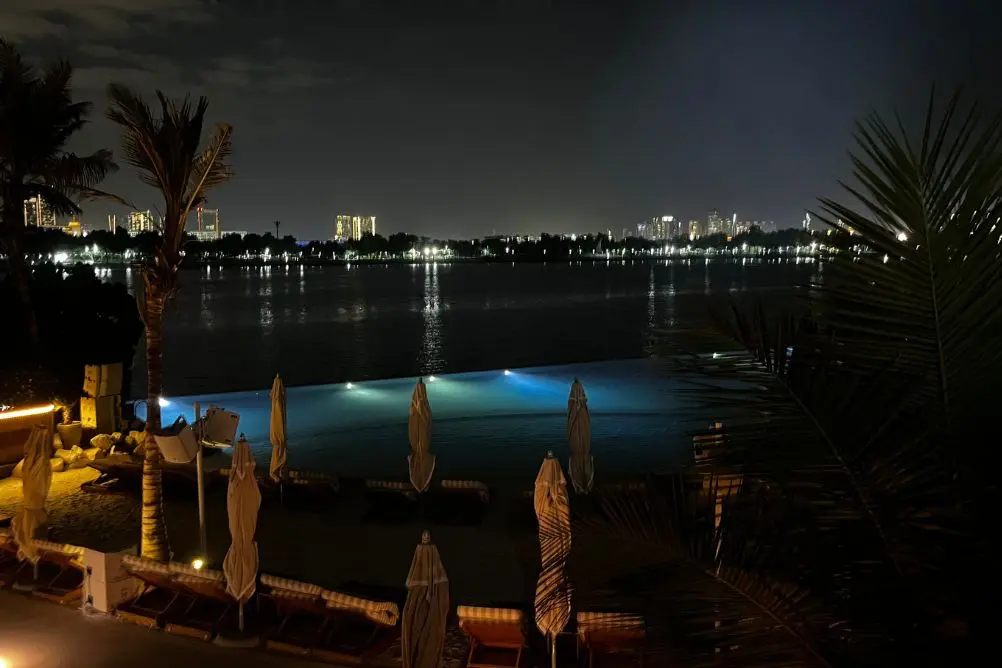 Luxury pool venue Dubai night skyline perfect for corporate saxophone performance ChrisOnSAX