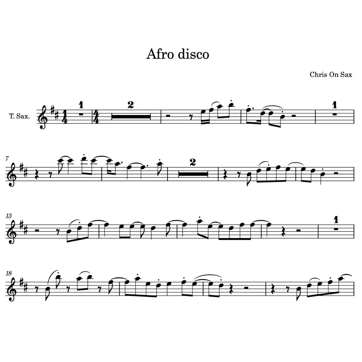 Afro Disco | Alto & Tenor Sax Sheet Music + Backing Track - Image 2
