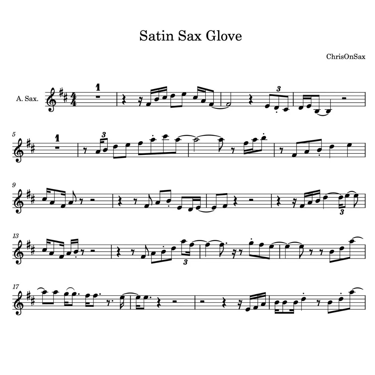 Satin Sax Glove | Alto & Tenor Sax Sheet Music + Backing Track - Image 3