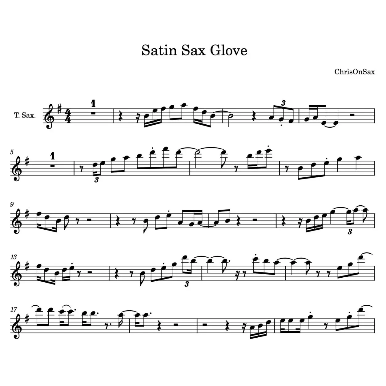 Satin Sax Glove | Alto & Tenor Sax Sheet Music + Backing Track - Image 2