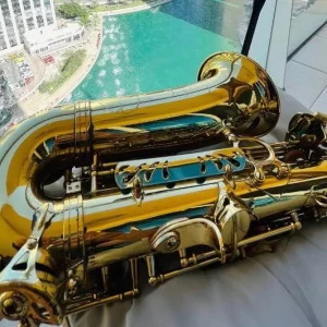 Saxophone with Dubai Marina skyline - hire a saxophonist in Dubai ChrisOnSAX