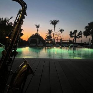 Parfait — nom de fichier déjà optimisé saxophonist-restaurant-opening-dubai.jpg ✅ et seulement 56 KB ✅ — c'est excellent ! Remplis les champs comme ça : Alt text : Live saxophone music at a Dubai restaurant opening - ChrisOnSAX jazz lounge